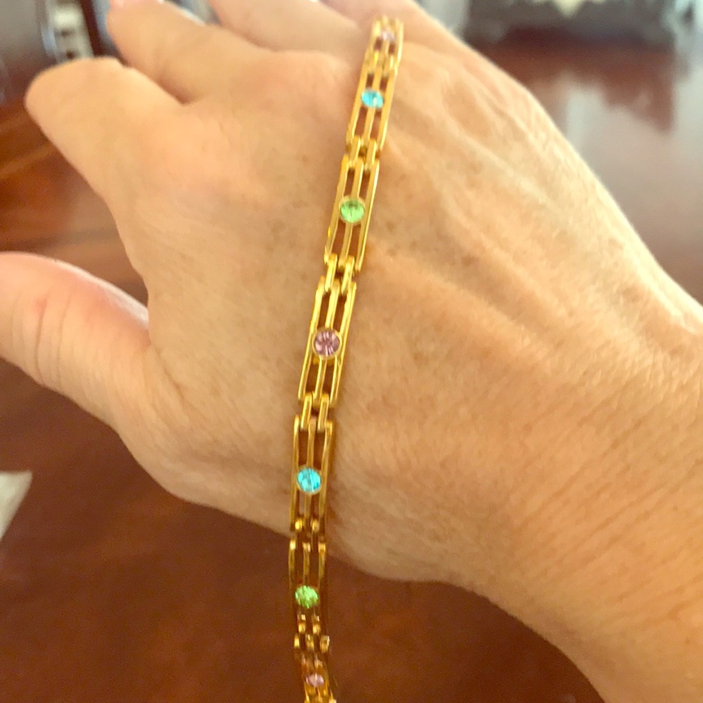 Gold multi colored gemstones bracelet